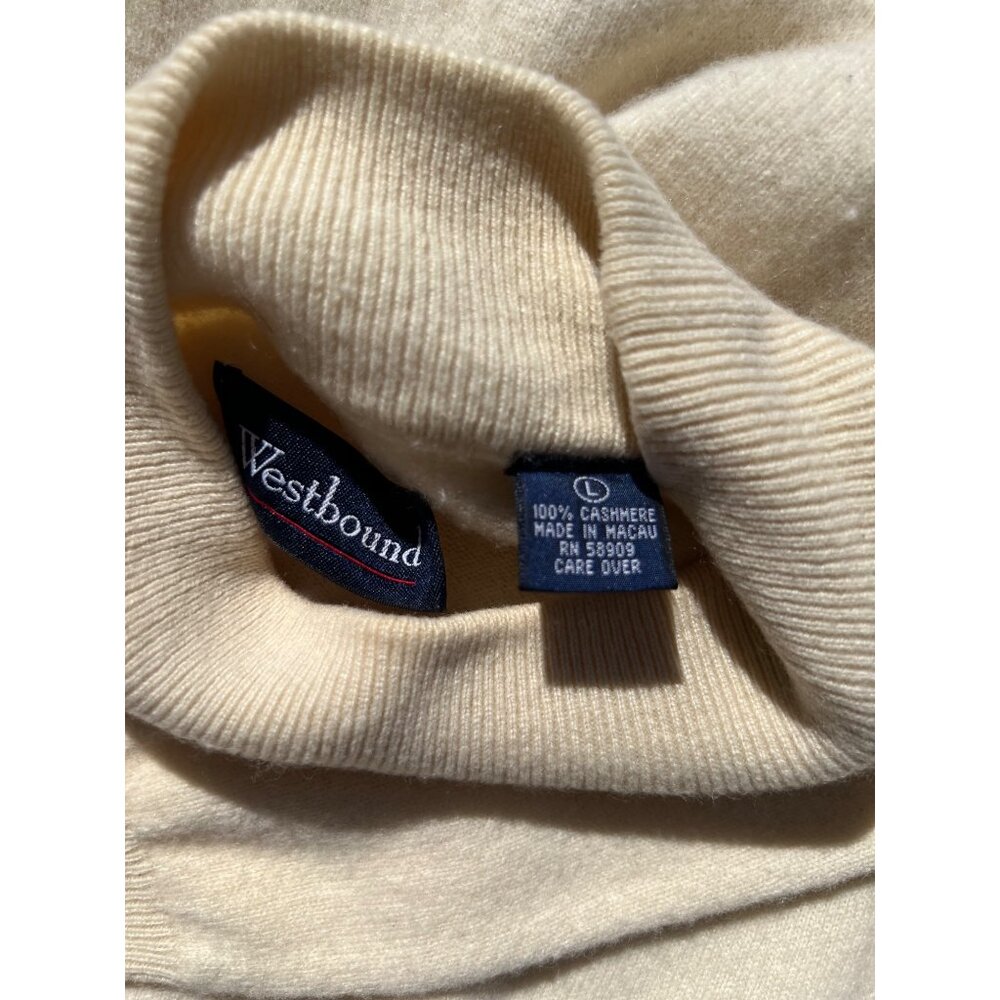 Westbound Cashmere Mock Neck Cream Colored Sweater - Picture 3 of 3